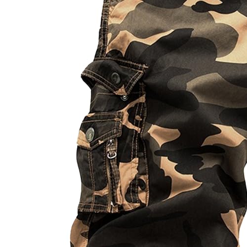 Short cargo camouflage homme multi-poches en coton décontracté