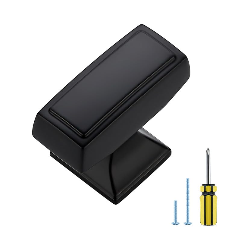Boutons de tiroir noirs JOY DECOR lot de 15 poignées de meuble à trou unique avec tournevis inclus