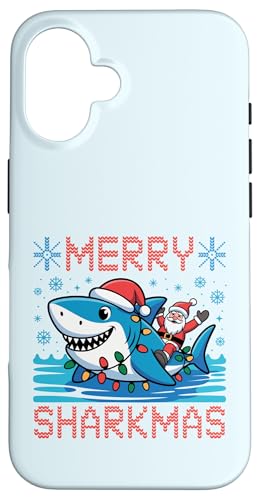 Merry Sharkmas AO[Z[^[ T^V[N NX}XCg X}zP[X iPhone 16 p