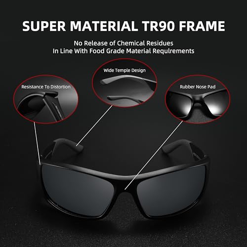 PUKCLAR Mens Sports Polarised Sunglasses for Men Women Running Cycling Fishing Driving Golf TR90 Frame - Image 3