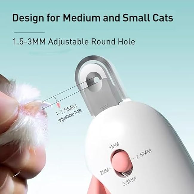 Cat Nail Clipper | Cat Nail Trimmer with Clipping Debris Storage, Adjustable Sizes, Hidden Nail File, Round Hole Blade for Injury-Free Grooming Tool for Pets-37PePuLw