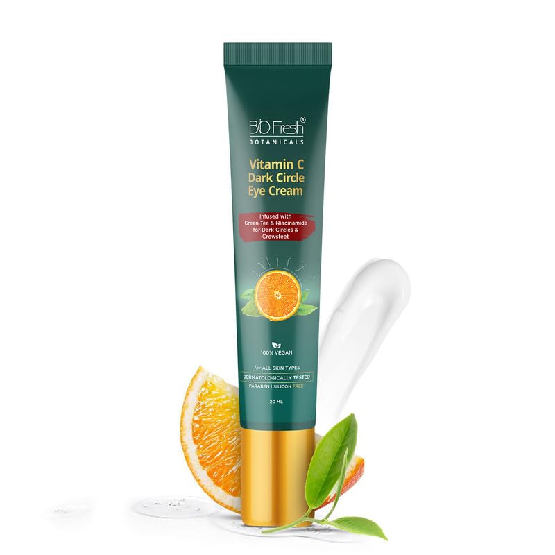 BIOFRESH BOTANICALS Vitamin C Under Eye Cream – 20ml Hydrating & Anti-Aging Eye Cream for Dark Circles & Puffiness – Vegan, Paraben-Free Niacinamide & Green Tea – Moisturizing Eye Care Cream