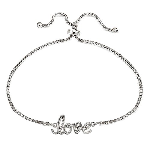 Image of Hoops & Loops Sterling Silver Love Polished Adjustable Bracelet