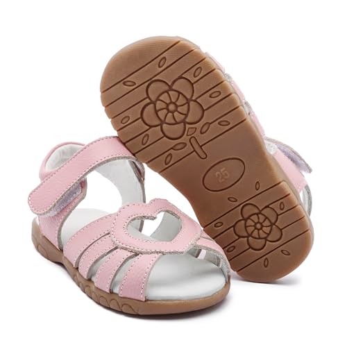 Image of Femizee Toddler Girls Leather Dress Sandals with Adjustable Strap | Toddler /Little Kids, Leather upper, Cushioned footbed, Hook-and-loop, Flexible Sole, Dressy summer occasions, Princess-style