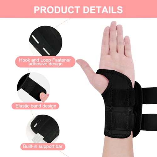 Fefod Adjustable Wrist Strap Carpal Tunnel Compression Splint, 2 Pack Left and Right Hand Wrist Splints for Carpal Tunnel for Men Women, Breathable Brace Provides Wrist Support - Image 4