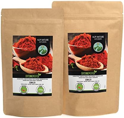 Cayenne pepper ground (250g, 8.8 oz), cayenne pepper powder, 100% natural, very hot, cayenne chili pepper gently dried and ground, without additives