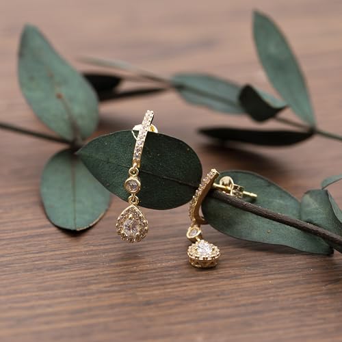 Boucles d'oreilles or jaune cristal vert anti ternissement - 3