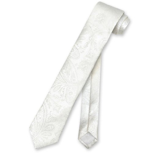 Vesuvio Napoli Narrow NeckTie Solid OFF-WHITE Paisley 2.5