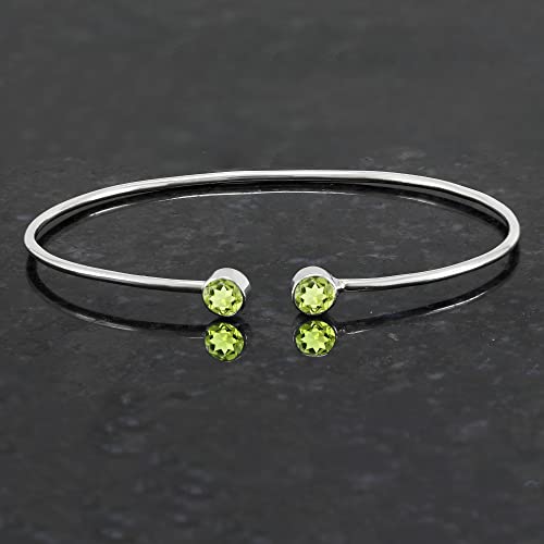 Peridot Bangle Bracelet For Women, Silver Bangle Bracelet For Women, Green Stone Bangle #TOP4