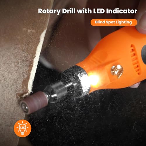 Image of HARDELL Mini Cordless Rotary Tool Kit, 5-Speed and USB Charging with 69 Accessories, Multi-Purpose 4V Power Rotary Tool for Sanding, Polishing, Drilling, Etching, Engraving, DIY Crafts(Light Orange)