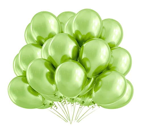50 Naturlatex-Luftballons – 27 Cm In Grün & Weiß Für Helium Und Luft