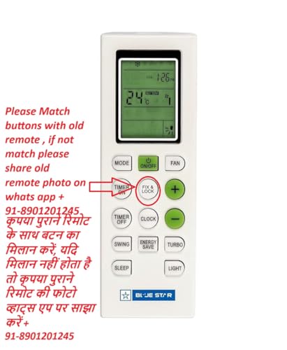 Image of AMAZOR Air Conditioner Remote Compatible for (Blue Star Ac Remote (FIX&Lock Button))
