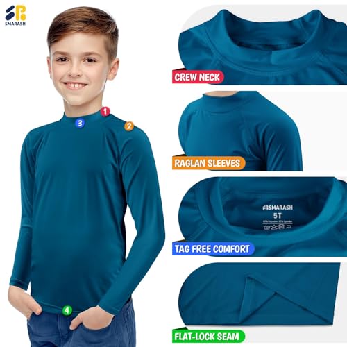 Image of Boys Rash Guard Swim Shirts Long Sleeve UPF 50+ Swimwear Toddler Kids Sun Protection SPF Water Surfing Swimming Shirts 0-16Y