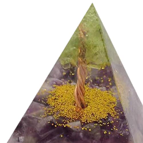 Tachiuwa Kit de pirâmide de cristal de ametista Orgone para ioga e decoração de escritório