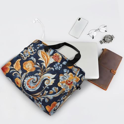 Maletín para portátil con patrón floral Paisley Amarillo y Azul miniatura 7