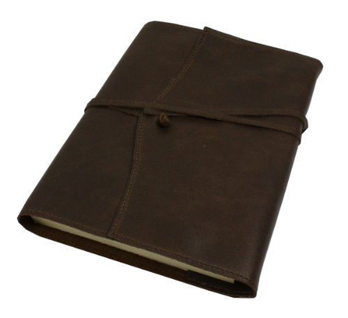 Papuro Milano Refillable Handmade Italian Chocolate Brown Leather Blank Journal -15 x 21 cm
