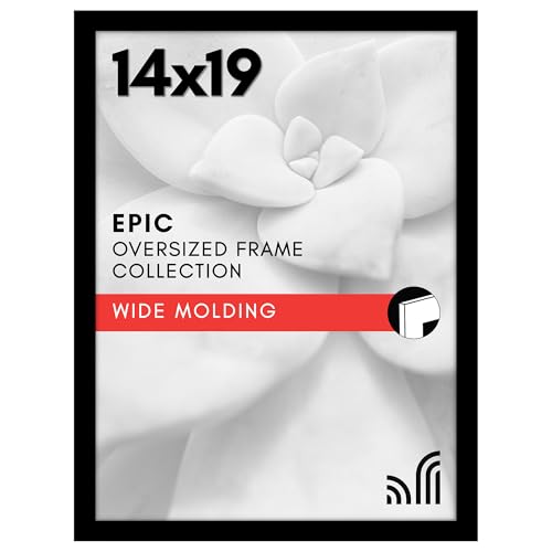 Image of Americanflat 14x19 Poster Frame - Black Engineered Wood with Polished Plexiglass - Wide Picture Frame for Vertical or Horizontal Wall Display - Epic Collection - Black