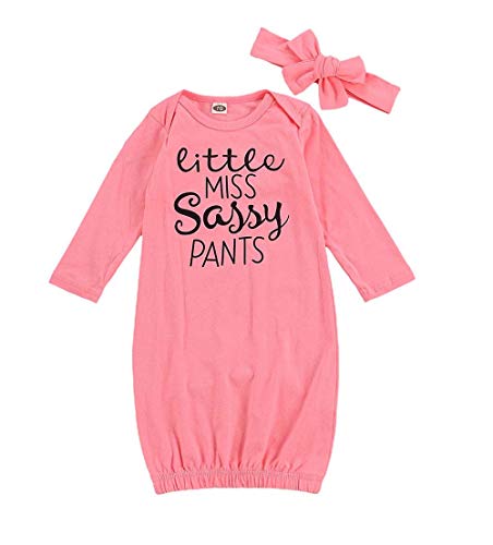 Unisex Newborn Baby Nightgown Sleepwear Ruffle Romper Sleeper Gown Swaddle Coming Home Outfits (D-Pink, 0-3 Months)