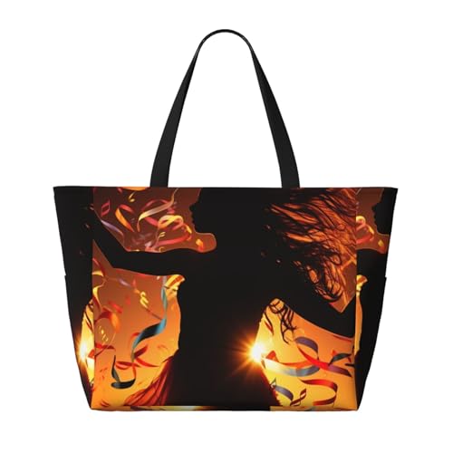 Beach Bags For Women Large Waterproof Sandproof Beach Tote Bag Lightweight Zipper Carry On Bag Dance Music Pool Bag For Gym Travel Vocation2