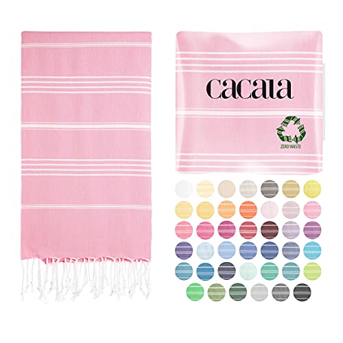 Cacala Lightweight and Thin Turkish Beach Towel 100% Cotton Sand-Free and Quick-Drying Goodness Perfect as an Extra Large Travel Towel, Beach Accessory, or Gift for Beach Lovers, 37 x 70