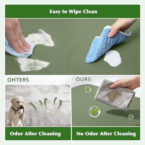 Image of XL Dog Bed Waterproof Washable, Wipeable Leather Large Crate Pad 42 inch Green