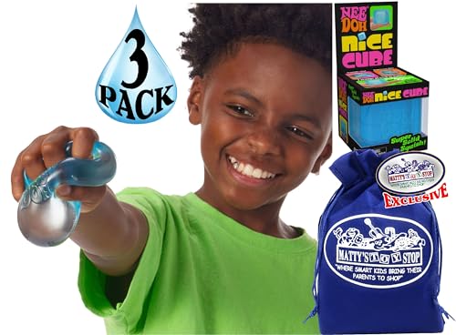 Nice Cube Translucent NeeDoh...Groovy Glob! Squishy, Squeezy, Popping, Stretchy Stress Fidget Cubes Blue Crew Gift Set Party Bundle with Storage Bag - 3 Pack (Blue) image 12