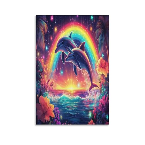 Pintura póster e impresiones lienzo delfín cuadros decoración salón 50x75cm