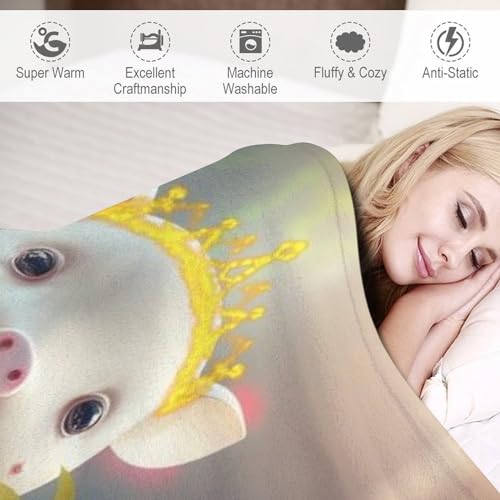 Couverture polaire cochon mignon, cadeau idéal pour lit et canapé doux - 4