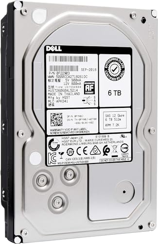 Image of Dell PYM8J 6TB 512e NL-SAS 12Gbps 7.2K RPM 3.5-Inch HDD | WD HGST Ultrastar 7K6000 HUS726060AL5214 EMC PowerVault PowerEdge Enterprise Data Center Hard Drive | Bundle with Compatily Screwdriver