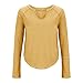 LIKEOULI Oversized Sweatshirt for Women Fashion Solid Color Blouses Spliced Long Sleeved V-Neck Womens Fall Sweaters 2025 Yellow