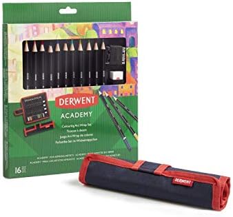 Derwent Academy Colouring Wrap Set, Drawing & Colouring, Set Of 16, Includes Sharpener & Eraser, Ideal For Colouring, Academy Quality, 2305681