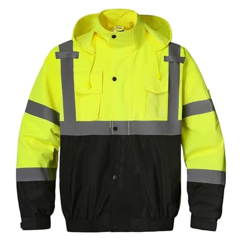 SKSAFETY Safety Softshell Jacket for men, High Visibility Rain coat, Waterproof Hi Vis Rain jacket, ANSI/ISEA Class 3 2071 M Cover