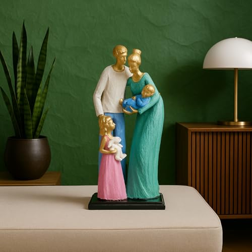 Image of Xtore Colorful Family Figurine | Resin Home Decor Accent | Unique Art Piece for Living Room, Office | Vibrant and Expressive Design | Symbol of Family Love and Unity