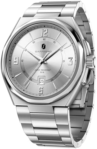 SAPPHERO Watches for Men Arabic Numeral Dial Quartz Wristwatch 50M Waterproof Luminous Watches Mens Watch Work Sport Casual Dress Watch with Stainless Steel Strap Elegant Gifts for Men