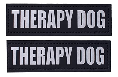 Albcorp Reflective Therapy Dog Patches with Hook Backing for Service Animal Vests/Harnesses XXS or Extra Small (3.5 X 1) Inch