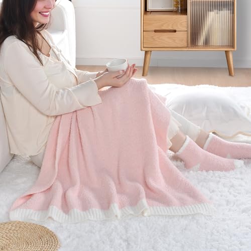 JOOJA Birthday Cozy Thinking of You Get Well Soon Gift Basket Care Package with Blanket, Fuzzy Socks, Eye Mask, Headband Cozy Essentials - Pink by JOOJA - Image 3
