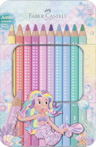 FABER-CASTELL - Set di matite colorate Jumbo Sparkle Pastello, 10 colori