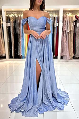 Off Shoulder Sweetheart Glitter Prom Dresses Long Ball Gowns for Women Formal Slit Maxi Wedding Formal Evening Dress3