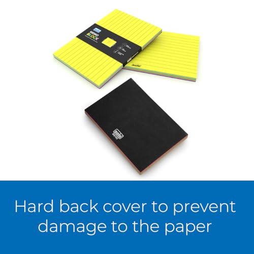 Image of SOLO Memo Ruled Blocks Pack of 2, 100 Tear-Off Sheets in 5 Different Color with 80 GSM, Fountain Pen Friendly Lined Pages for School & College Project, Assignment & Practical (Landscape, 148 x 105 mm)