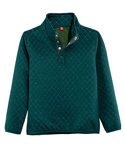 Image of ZENTHACE Kids Ultra Soft Quilted 1 /4 Snap Fleece Pullover Sweatshirt Jacket Long Sleeve Mountain Outdoor Shirt