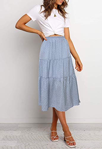 MEROKEETY Women's Boho Leopard Print Skirt Pleated A-Line Swing Midi Skirts