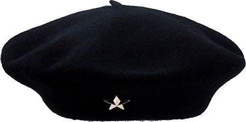 ADD GEAR Che Guevara Beret Cap with Silver Star Medium (Black)