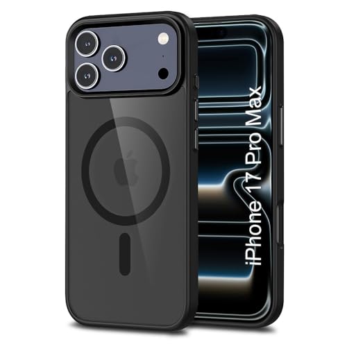 Image of iPhone 17 Pro Max Magsafe Hard Back Case | Matte Design & 360 Protection | Military-Grade Apple iPhone 17 Pro Max Cover | Strong Magnet Back - Black
