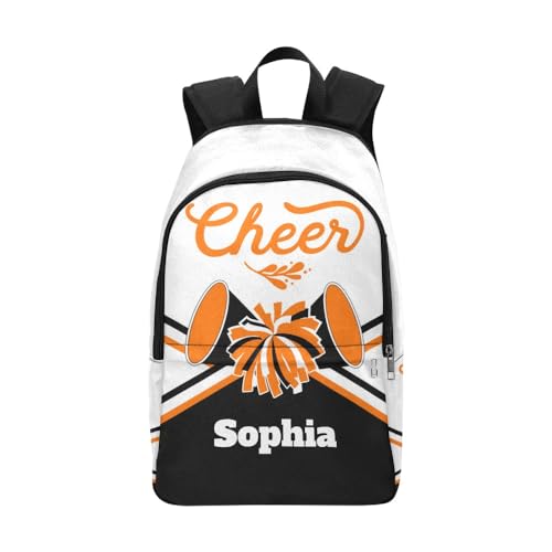 Personalized Cheerleader Cheer Orange Black Backpack with Name Custom Travel Bag for women Men