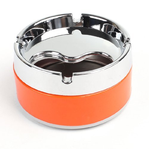 Water & Wood Silver Tone Orange Detachable Rotatable Lid Cigarette Smoking Ashtray 3.3"