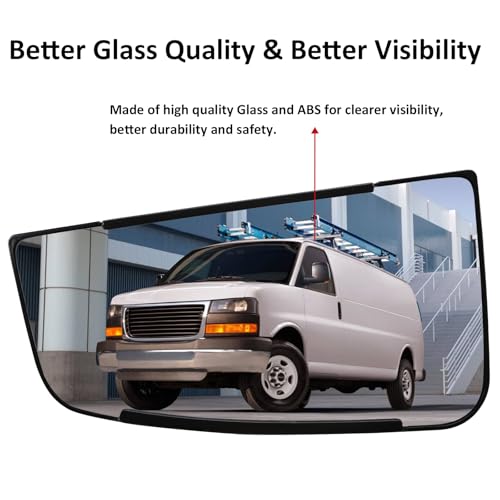 Image of Left Driver Side Mirror Replacement for Chevrolet Chevy Express 1500 2003-2014 Express 2500 3500 2003-2017 for GMC Savana 1500 2003-2014 Savana 2500 3500 2003-2017 Rear View Mirrors Glass