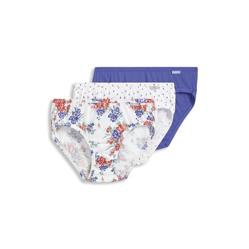 Jockey Womens Underwear 100% Cotton Elance Bikini - 3 Pack Future Dusk/Grape Brush Dot/Floral Wallpaper 7