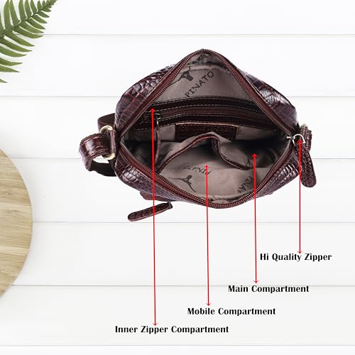 Image of Premium Genuine Leather Messenger Sling Bag for Men & Women - Multipurpose Crossbody Bag with Adjustable Strap & Multiple Pockets for Travel, Office, Work, College & Daily Use