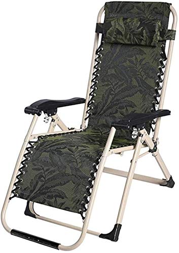 Chaise longue de jardin verte et pliante pour moments de détente sur le patio