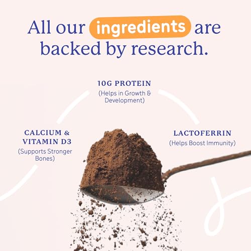 Image of Gritzo SuperMilk Growth+ (7-12y Boys), 10g Protein Powder per Sachet, Double Chocolate, 5 Sachets (33.3g each) | Travel Pack | Zero Refined Sugar